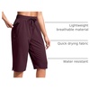 G Gradual Women’s 13″ Long Hiking Shorts with 3 Pockets | Lightweight, Quick Dry, Water Resistant, UPF 50+, Zipper Pocket, Elastic Waist, Summer, Outdoor, Travel, Walking(Wine)