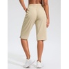 G Gradual Women’s 13″ Long Hiking Shorts with 3 Pockets | Lightweight, Quick Dry, Water Resistant, UPF 50+, Zipper Pocket, Elastic Waist, Summer, Outdoor, Travel, Walking(Light Khaki)