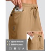 G Gradual Women’s 13″ Long Hiking Shorts with 3 Pockets | Lightweight, Quick Dry, Water Resistant, UPF 50+, Zipper Pocket, Elastic Waist, Summer, Outdoor, Travel, Walking(Dark Khaki)