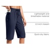 G Gradual Women’s 13″ Long Hiking Shorts with 3 Pockets | Lightweight, Quick Dry, Water Resistant, UPF 50+, Zipper Pocket, Elastic Waist, Summer, Outdoor, Travel, Walking(Navy)