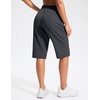 G Gradual Women’s 13″ Long Hiking Shorts with 3 Pockets | Lightweight, Quick Dry, Water Resistant, UPF 50+, Zipper Pocket, Elastic Waist, Summer, Outdoor, Travel, Walking(Dark Grey)
