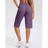 G Gradual Women’s 13″ Long Hiking Shorts with 3 Pockets | Lightweight, Quick Dry, Water Resistant, UPF 50+, Zipper Pocket, Elastic Waist, Summer, Outdoor, Travel, Walking(Purple)