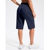 G Gradual Women’s 13″ Long Hiking Shorts with 3 Pockets | Lightweight, Quick Dry, Water Resistant, UPF 50+, Zipper Pocket, Elastic Waist, Summer, Outdoor, Travel, Walking(Navy)