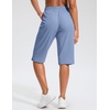 G Gradual Women’s 13″ Long Hiking Shorts with 3 Pockets | Lightweight, Quick Dry, Water Resistant, UPF 50+, Zipper Pocket, Elastic Waist, Summer, Outdoor, Travel, Walking(Slate Blue)