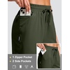 G Gradual Women’s 13″ Long Hiking Shorts with 3 Pockets | Lightweight, Quick Dry, Water Resistant, UPF 50+, Zipper Pocket, Elastic Waist, Summer, Outdoor, Travel, Walking(Olive)