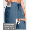 G Gradual Women’s 13″ Long Hiking Shorts with 3 Pockets | Lightweight, Quick Dry, Water Resistant, UPF 50+, Zipper Pocket, Elastic Waist, Summer, Outdoor, Travel, Walking(Dusty Blue)