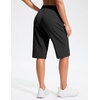 G Gradual Women’s 13″ Long Hiking Shorts with 3 Pockets | Lightweight, Quick Dry, Water Resistant, UPF 50+, Zipper Pocket, Elastic Waist, Summer, Outdoor, Travel, Walking(Black)