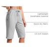 G Gradual Women’s 13″ Long Hiking Shorts with 3 Pockets | Lightweight, Quick Dry, Water Resistant, UPF 50+, Zipper Pocket, Elastic Waist, Summer, Outdoor, Travel, Walking(Bright Grey)