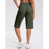 G Gradual Women’s 13″ Long Hiking Shorts with 3 Pockets | Lightweight, Quick Dry, Water Resistant, UPF 50+, Zipper Pocket, Elastic Waist, Summer, Outdoor, Travel, Walking(Olive)