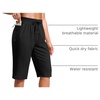 G Gradual Women’s 13″ Long Hiking Shorts with 3 Pockets | Lightweight, Quick Dry, Water Resistant, UPF 50+, Zipper Pocket, Elastic Waist, Summer, Outdoor, Travel, Walking(Black)