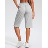 G Gradual Women’s 13″ Long Hiking Shorts with 3 Pockets | Lightweight, Quick Dry, Water Resistant, UPF 50+, Zipper Pocket, Elastic Waist, Summer, Outdoor, Travel, Walking(Bright Grey)