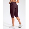 G Gradual Women’s 13″ Long Hiking Shorts with 3 Pockets | Lightweight, Quick Dry, Water Resistant, UPF 50+, Zipper Pocket, Elastic Waist, Summer, Outdoor, Travel, Walking(Wine)