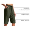G Gradual Women’s 13″ Long Hiking Shorts with 3 Pockets | Lightweight, Quick Dry, Water Resistant, UPF 50+, Zipper Pocket, Elastic Waist, Summer, Outdoor, Travel, Walking(Olive)