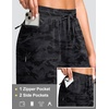 G Gradual Women’s 13″ Long Hiking Shorts with 3 Pockets | Lightweight, Quick Dry, Water Resistant, UPF 50+, Zipper Pocket, Elastic Waist, Summer, Outdoor, Travel, Walking(Grey Camo)