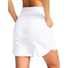 G Gradual Women’s Athletic Shorts 6″ High Waisted Casual Shorts for Women | Stretchy, Quick Dry, Breathable, Lightweight, Moisture-Wicking, Soft, Comfortable，Walking, Workout, Daily(White)