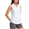 G Gradual Women’s Golf Shirts Lightweight 1/4 Zip Collared Tank Top | Sleeveless Polo Shirts, Curved Hem, Soft and Breathable, No Gaps Around The Armpits, Tennis, Pickleball, Casual(Heather White)