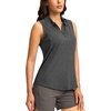 G Gradual Women’s Golf Shirts Lightweight 1/4 Zip Collared Tank Top | Sleeveless Polo Shirts, Curved Hem, Soft and Breathable, No Gaps Around The Armpits, Tennis, Pickleball, Casual(Heather Charcoal Grey)