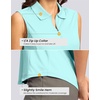 G Gradual Women’s Golf Shirts Lightweight 1/4 Zip Collared Tank Top | Sleeveless Polo Shirts, Curved Hem, Soft and Breathable, No Gaps Around The Armpits, Tennis, Pickleball, Casual(Heather Sky Blue)