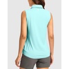 G Gradual Women’s Golf Shirts Lightweight 1/4 Zip Collared Tank Top | Sleeveless Polo Shirts, Curved Hem, Soft and Breathable, No Gaps Around The Armpits, Tennis, Pickleball, Casual(Heather Sky Blue)