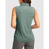 G Gradual Women’s Golf Shirts Lightweight 1/4 Zip Collared Tank Top | Sleeveless Polo Shirts, Curved Hem, Soft and Breathable, No Gaps Around The Armpits, Tennis, Pickleball, Casual(Heather Grey Sage)