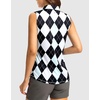 G Gradual Women’s Golf Shirts Lightweight 1/4 Zip Collared Tank Top | Sleeveless Polo Shirts, Curved Hem, Soft and Breathable, No Gaps Around The Armpits, Tennis, Pickleball, Casual(Grey Argyle)