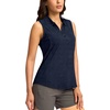G Gradual Women’s Golf Shirts Lightweight 1/4 Zip Collared Tank Top | Sleeveless Polo Shirts, Curved Hem, Soft and Breathable, No Gaps Around The Armpits, Tennis, Pickleball, Casual(Heather Navy)