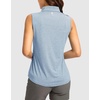 G Gradual Women’s Golf Shirts Lightweight 1/4 Zip Collared Tank Top | Sleeveless Polo Shirts, Curved Hem, Soft and Breathable, No Gaps Around The Armpits, Tennis, Pickleball, Casual(Heather Grey Blue)