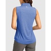 G Gradual Women’s Golf Shirts Lightweight 1/4 Zip Collared Tank Top | Sleeveless Polo Shirts, Curved Hem, Soft and Breathable, No Gaps Around The Armpits, Tennis, Pickleball, Casual(Heather Royal Blue)