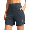 G Gradual Women’s Athletic Shorts 6″ High Waisted Casual Shorts for Women | Stretchy, Quick Dry, Breathable, Lightweight, Moisture-Wicking, Soft, Comfortable，Walking, Workout, Daily(Charcoal)