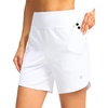G Gradual Women’s Athletic Shorts 6″ High Waisted Casual Shorts for Women | Stretchy, Quick Dry, Breathable, Lightweight, Moisture-Wicking, Soft, Comfortable，Walking, Workout, Daily(White)