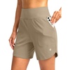 G Gradual Women’s Athletic Shorts 6″ High Waisted Casual Shorts for Women | Stretchy, Quick Dry, Breathable, Lightweight, Moisture-Wicking, Soft, Comfortable，Walking, Workout, Daily(Khaki)