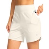 G Gradual Women’s Athletic Shorts 6″ High Waisted Casual Shorts for Women | Stretchy, Quick Dry, Breathable, Lightweight, Moisture-Wicking, Soft, Comfortable，Walking, Workout, Daily(Off-white)