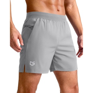 G Gradual Men’s Athletic Running Shorts Zip Pocket Quick Dry | Lightweight Moisture-Wicking Fabric, Flat Elastic Waistband, Drawcord Fit, 5″/7″/9″ Options, Gym Golf Tennis And Hiking(Bright Grey)
