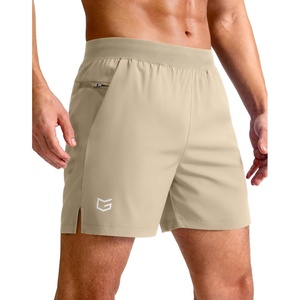 G Gradual Men’s Athletic Running Shorts Zip Pocket Quick Dry | Lightweight Moisture-Wicking Fabric, Flat Elastic Waistband, Drawcord Fit, 5″/7″/9″ Options, Gym Golf Tennis And Hiking(Khaki)