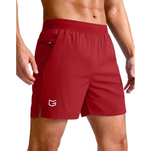 G Gradual Men’s Athletic Running Shorts Zip Pocket Quick Dry | Lightweight Moisture-Wicking Fabric, Flat Elastic Waistband, Drawcord Fit, 5″/7″/9″ Options, Gym Golf Tennis And Hiking(Red)