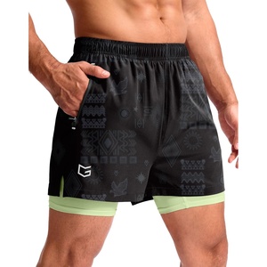 G Gradual Men’s Running Gym Shorts with Compression Liner 5″/ 7″/ 9″ Quick Dry Workout Athletic Shorts for Men Zipper Pockets(Black Totem)