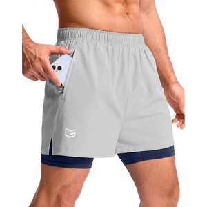 G Gradual Men’s Running Gym Shorts with Compression Liner 5″/ 7″/ 9″ Quick Dry Workout Athletic Shorts for Men Zipper Pockets(Light Grey)