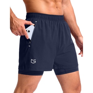 G Gradual Men’s Running Gym Shorts with Compression Liner 5″/ 7″/ 9″ Quick Dry Workout Athletic Shorts for Men Zipper Pockets(Navy)