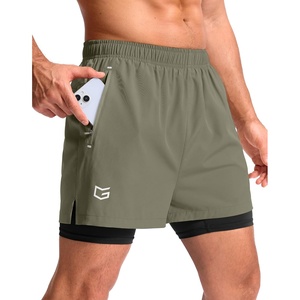 G Gradual Men’s Running Gym Shorts with Compression Liner 5″/ 7″/ 9″ Quick Dry Workout Athletic Shorts for Men Zipper Pockets(Sage Green)