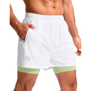 G Gradual Men’s Running Gym Shorts with Compression Liner 5″/ 7″/ 9″ Quick Dry Workout Athletic Shorts for Men Zipper Pockets(White)