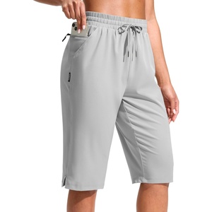 G Gradual Women’s 13″ Long Hiking Shorts with 3 Pockets | Lightweight, Quick Dry, Water Resistant, UPF 50+, Zipper Pocket, Elastic Waist, Summer, Outdoor, Travel, Walking(Bright Grey)