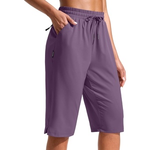 G Gradual Women’s 13″ Long Hiking Shorts with 3 Pockets | Lightweight, Quick Dry, Water Resistant, UPF 50+, Zipper Pocket, Elastic Waist, Summer, Outdoor, Travel, Walking(Purple)