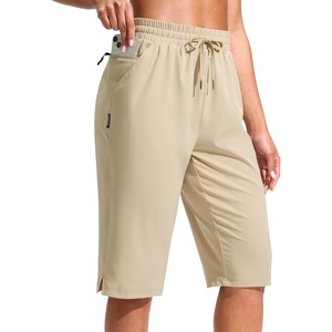 G Gradual Women’s 13″ Long Hiking Shorts with 3 Pockets | Lightweight, Quick Dry, Water Resistant, UPF 50+, Zipper Pocket, Elastic Waist, Summer, Outdoor, Travel, Walking(Light Khaki)