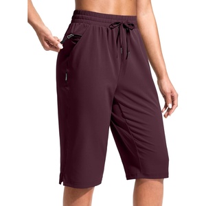 G Gradual Women’s 13″ Long Hiking Shorts with 3 Pockets | Lightweight, Quick Dry, Water Resistant, UPF 50+, Zipper Pocket, Elastic Waist, Summer, Outdoor, Travel, Walking(Wine)