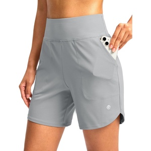 G Gradual Women’s Athletic Shorts 6″ High Waisted Casual Shorts for Women | Stretchy, Quick Dry, Breathable, Lightweight, Moisture-Wicking, Soft, Comfortable，Walking, Workout, Daily(Bright Grey)