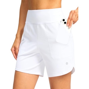 G Gradual Women’s Athletic Shorts 6″ High Waisted Casual Shorts for Women | Stretchy, Quick Dry, Breathable, Lightweight, Moisture-Wicking, Soft, Comfortable，Walking, Workout, Daily(White)