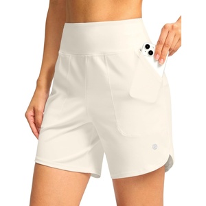 G Gradual Women’s Athletic Shorts 6″ High Waisted Casual Shorts for Women | Stretchy, Quick Dry, Breathable, Lightweight, Moisture-Wicking, Soft, Comfortable，Walking, Workout, Daily(Off-white)