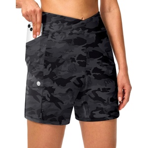G Gradual Women’s Athletic Shorts 6″ High Waisted Casual Shorts for Women | V-High Waist Design, Soft, Quick Dry, Breathable, Lightweight, Moisture-Wicking, Lightweight, Workout, Daily(Black Camo)