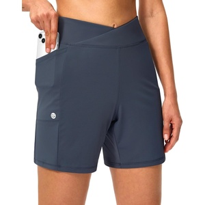 G Gradual Women’s Athletic Shorts 6″ High Waisted Casual Shorts for Women | V-High Waist Design, Soft, Quick Dry, Breathable, Lightweight, Moisture-Wicking, Lightweight, Workout, Daily(Stone Blue)