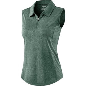G Gradual Women’s Golf Shirts Lightweight 1/4 Zip Collared Tank Top | Sleeveless Polo Shirts, Curved Hem, Soft and Breathable, No Gaps Around The Armpits, Tennis, Pickleball, Casual(Heather Grey Sage)